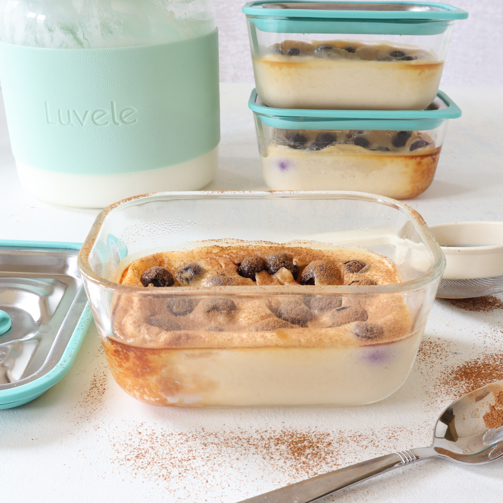 High protein baked yogurt with blueberries
