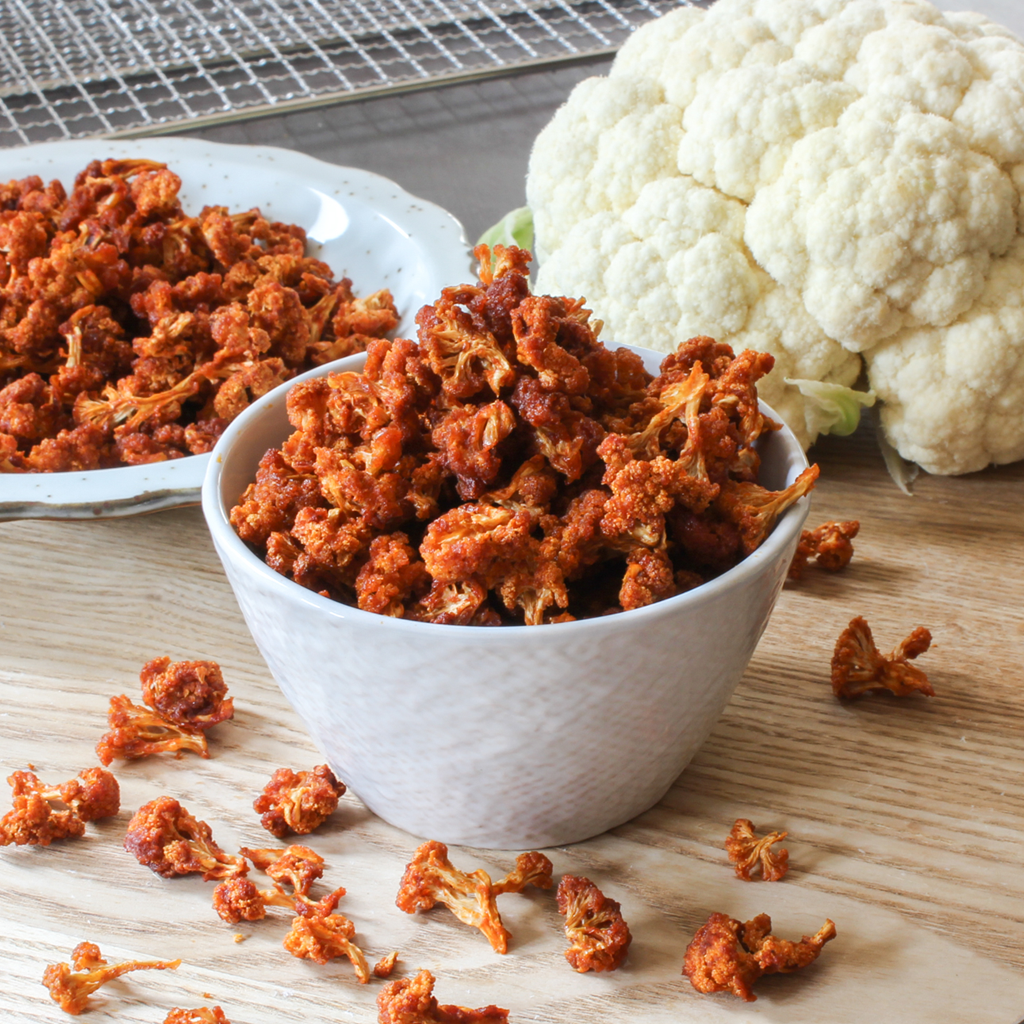 Dehydrated spicy cauliflower popcorn