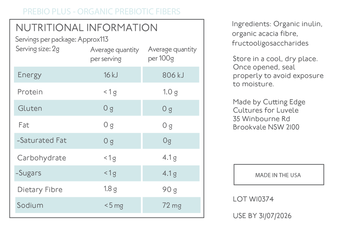 Prebio Plus - Organic Prebiotic Fibers