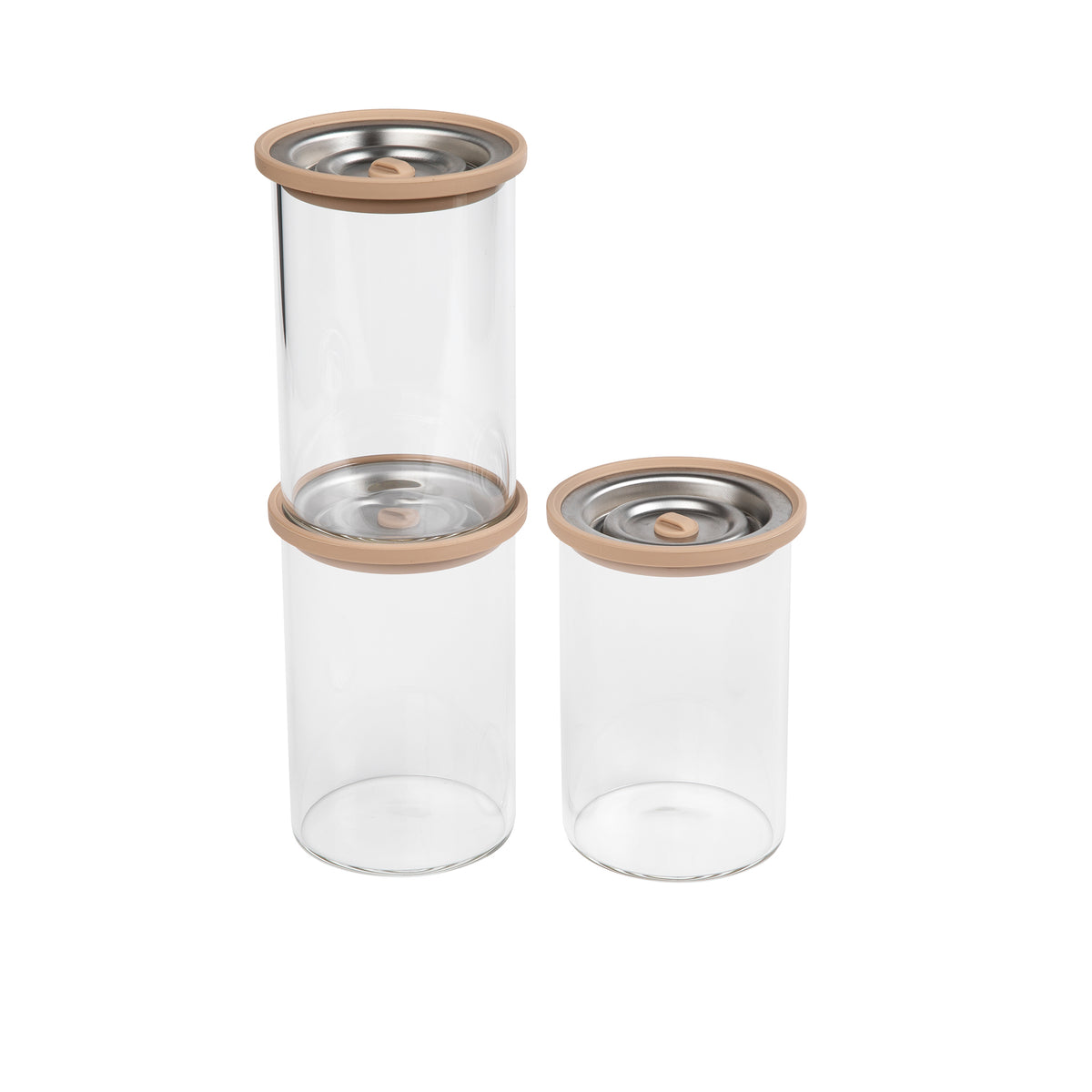 Luvele Tall Glass Vacuum Container set of Three 800ml