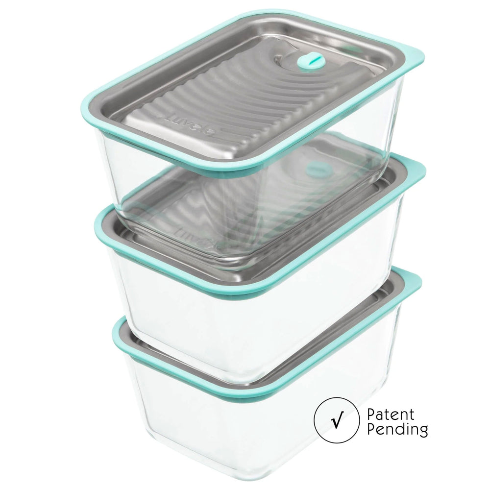 Glass Vacuum food Containers Stainless Steel Lids Meal Prep Container ...